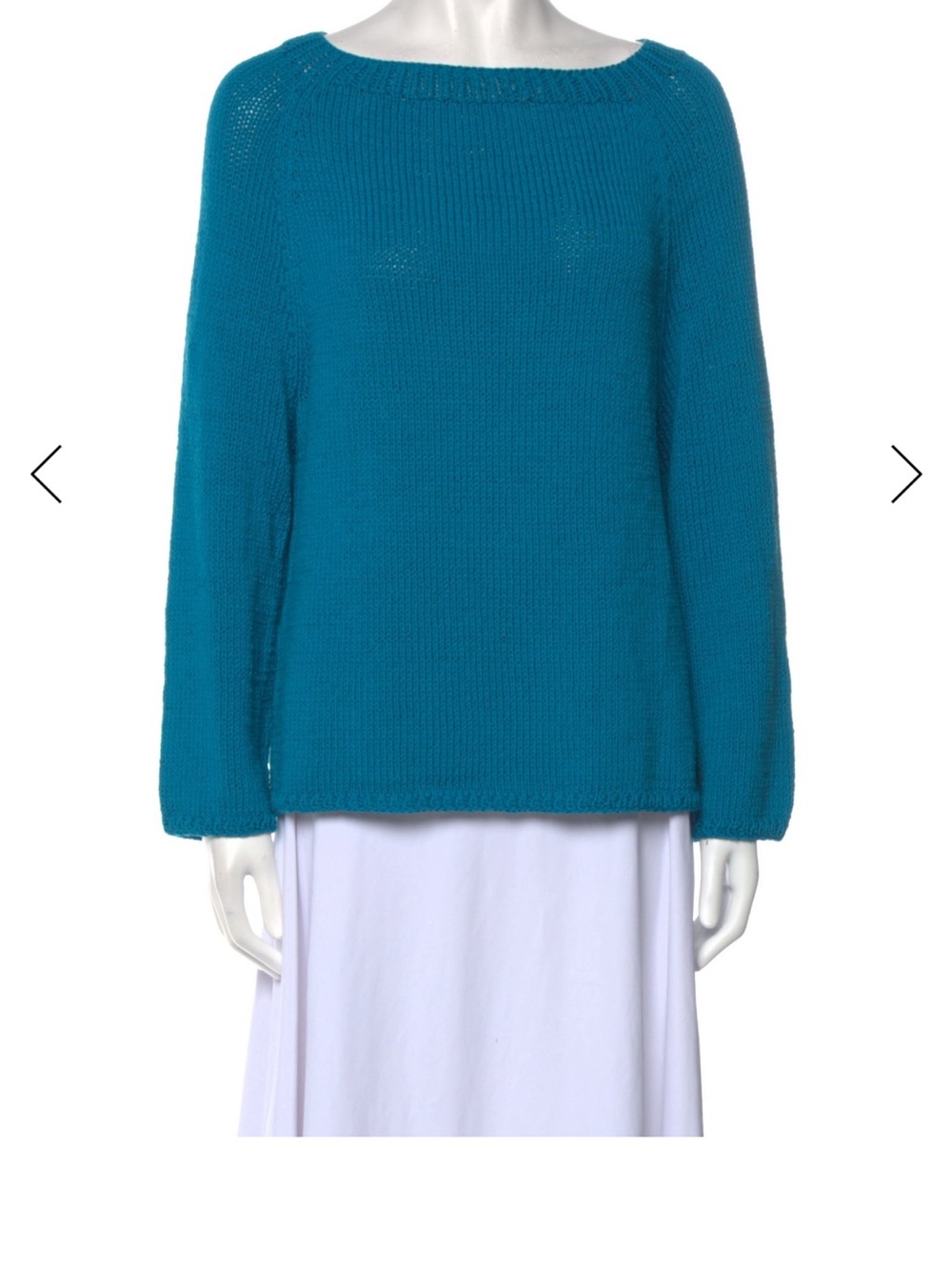 Oscar de la Renta Teal Boatneck Knit Sweater